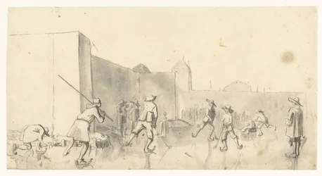 Schlittschuhläufer bei der Zijlpoort, Haarlem