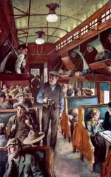 Einwanderer reisen durch Kanada in einem Kolonistenwagen der CPR