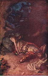 Saul und die Hexe, Illustration aus Pictures That Teach The Crown Series, 1920