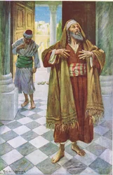 Der Pharisäer und der Zöllner, Illustration aus Harold Copping Pictures: The Crown Series, um 1920er Jahre