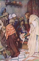 Die Auferweckung der Tochter des Jairus, Illustration aus Harold Copping Pictures: The Crown Series, ca. 1920er Jahre