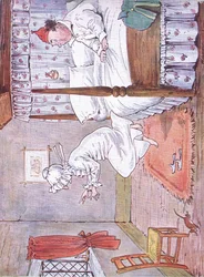 Die alte Frau Slipper Slopper sprang aus dem Bett