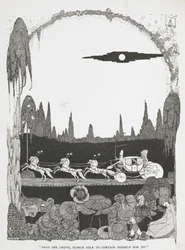 "Weg fuhr sie, kaum in der Lage, sich vor Freude zu fassen." Illustration zur Geschichte Aschenputtel oder der kleine Glasschuh.