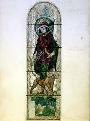 Entwurf für ein Fenster mit der Figur des Heiligen Hubertus