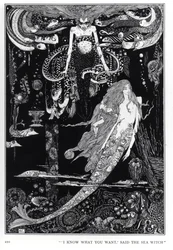 „Ich weiß, was du willst“, sagte die Meerhexe, Illustration zu „Die kleine Meerjungfrau“ aus den Märchen von Hans Christian Andersen (1805-75), um 1910