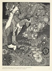 „Die Erde wurde dunkel, und ihre Gestalten zogen an mir vorbei, wie flüchtige Schatten ... Morella.“ Illustration zur Geschichte 