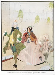 "Der Marquis gab den Prinzen die Hand und folgte dem König, der zuerst hinaufging." Illustration zur Geschichte 