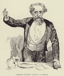 Charles Dickens hält eine Rede