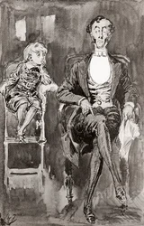 Illustration von Harry Furniss für den Roman Dombey und Sohn von Charles Dickens, aus der Testimonial Edition, veröffentlicht 1910