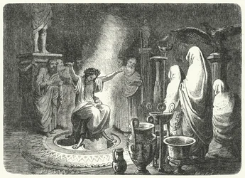 Pythia, Hohepriesterin des Apollontempels in Delphi