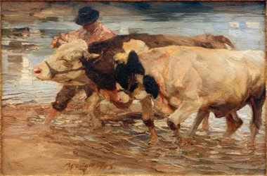 Knecht mit Kuh und Ochse