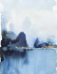 Goldener Horizont Blaues Landschaftsbild