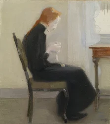 Häkelndes Mädchen. 1904