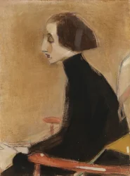 Die Näherin, Halbporträt (Die arbeitende Frau)