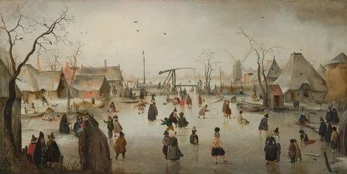Schlittschuhlaufen in einem Dorf