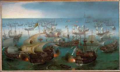 Seeschlacht zwischen der spanischen Armada und englischen Seestreitkräften