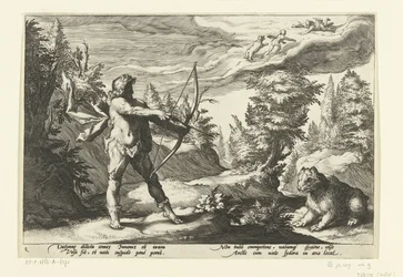 Arcas zielt mit seinem Pfeil auf Callisto