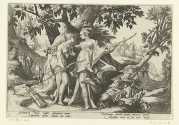 Jupiter verführt Callisto in der Gestalt von Diana
