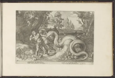 Gefährten des Kadmos von einem Drachen verschlungen