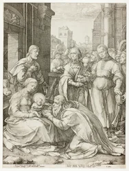 Die Anbetung der Könige, Tafel fünf aus Die Geburt und das frühe Leben Christi