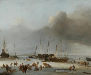 Schlittschuhlaufen auf den östlichen Docks von Amsterdam, zweite Hälfte des 17. Jahrhunderts