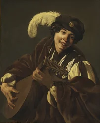 Ein Junge spielt die Laute (Hören. Aus der Serie "Die fünf Sinne")
