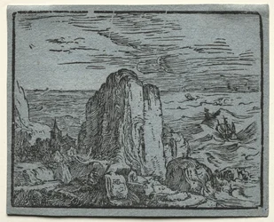 Aus einem Satz von 4 Landschaften: Nr. 4 - Klippe am Meer