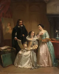 Gerard van Honthorst zeigt Amalia van Solms die Zeichnungen seines Schülers