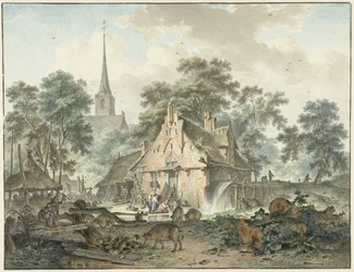 Wassermühle und Dorfkirche