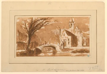 Zeichnung, Stadt an einem Kanal, 1750–70