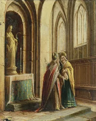 Zwei Figuren in einer Kirche