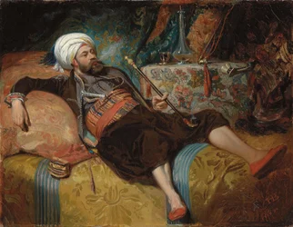 Ein liegender Türke beim Rauchen einer Wasserpfeife, 1844