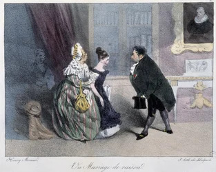 Eine Vernunftehe - in „Esquisses parisiennes“ von Henri Monnier, ed. Delpech, Paris