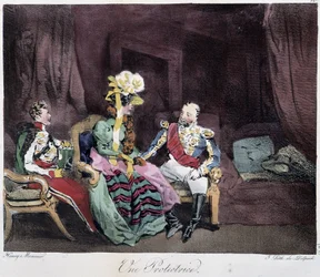 Une protectrice - in Esquisses parisiennes von Henri Monnier, ed. Delpech, Paris