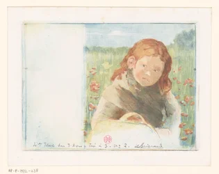 Mädchen mit Korb in einer Blumenwiese