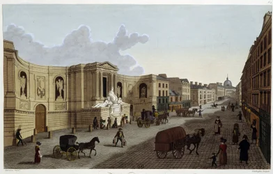 Brunnen der Rue de Grenelle, um 1820 in „Vues de Paris“ von Courvoisier 1827