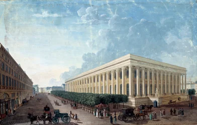 Die Börse und der Place de la Bourse in Paris