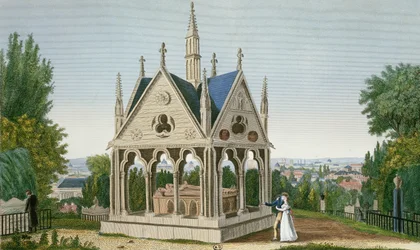 Das Grab von Heloise und Abelard auf dem Friedhof Père Lachaise, 1815-20