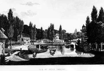 Ansicht des Peer Trianon in Versailles - Zeichnung von Courvoisier