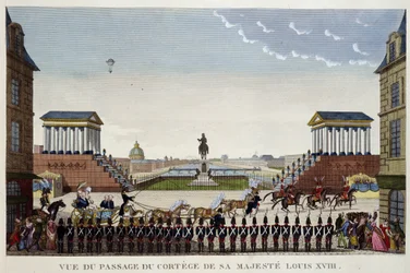 Ansicht des Durchzugs des Gefolges seiner Majestät Ludwig XVIII. am 3. Mai
