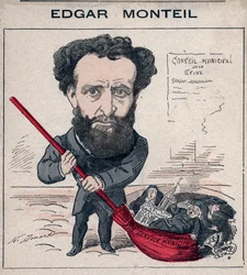 Edgar Monteil (1845-1926), französischer Schriftsteller und Freimaurer - Karikatur von Henri Demare in "Les Hommes d