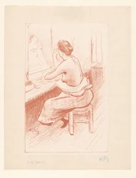 Frau bei ihrer Toilette