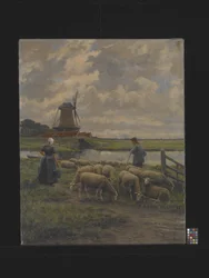 Pastorale Landschaft mit Windmühle