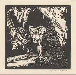 Personifikation des Regens über einer Landschaft