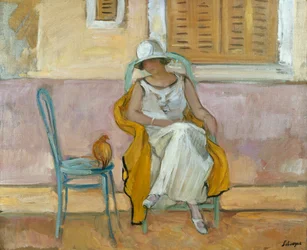 Frau in einem weißen Kleid, ca. 1923