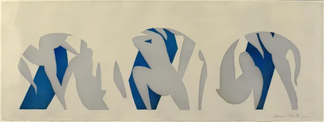 Der Tanz, grau, blau, weiß