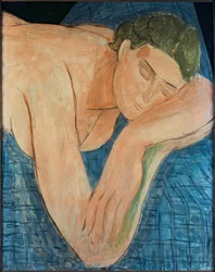 Der Traum (Figur schlafend auf blauem Grund)