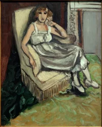 Frau in einem Sessel