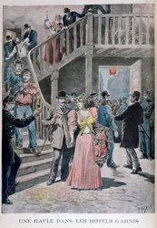 Verhaftung von Prostituierten in einem Pariser Hotel, 1895