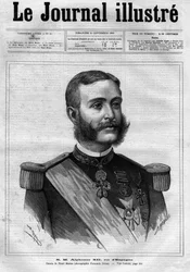 Porträt von Alfons XII. von Spanien (1857-1885), König von Spanien - Titelblatt von „Le journal illustré“ von 1883 - Zeichnung von Henri Meyer (1844-1899)